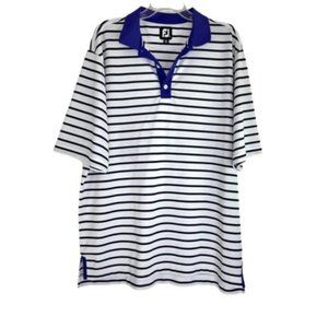 Footjoy Striped Short Sleeve Polo Blue White